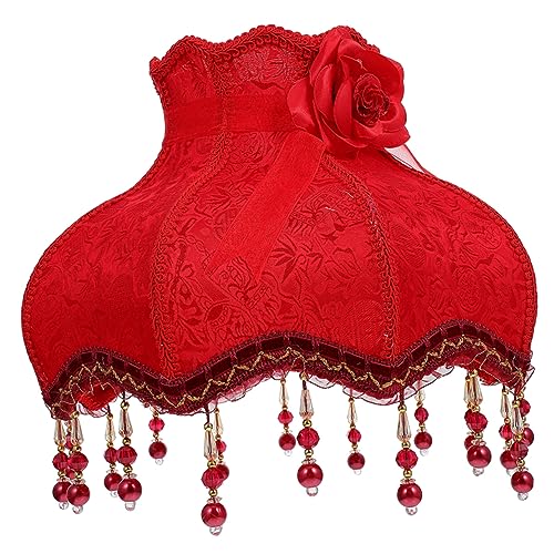 CLISPEED Retro Lampenschirm aus Stoff Eleganter Vintage Lampenschirm für Tisch und Stehlampe Geeignet für Wohnzimmer und Schlafzimmer Einfache Installation Rote Farbe Vielseitig Einsetzbar von CLISPEED