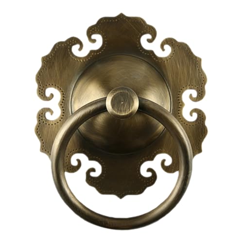 CLISPEED Retro Messing Türgriff Chinesischer Stil Vintage Türklopfer Rustikaler Türbeschlag für Holztüren Villa Gartentore Sicherheitstüren Antikoptik von CLISPEED
