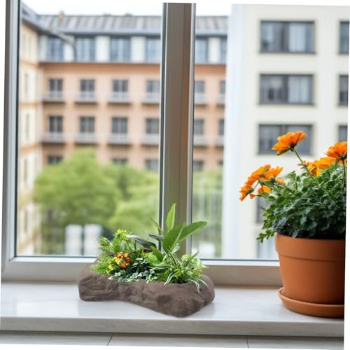 CLISPEED Rockförmiger Keramik-blumentopf Für Kleine Pflanzen Dekorativer Topf Mit Drainageloch Für Sukkulenten Bonsai Und Tischbrunnen Wasserdichtes Design Schützt Möbel Vor von CLISPEED