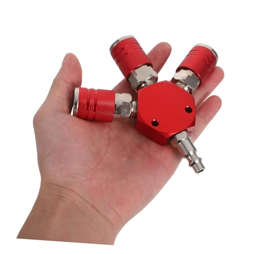 CLISPEED Roter Schnellkupplung Verteiler Luftschlauch Anschluss aus Kohlenstoffstahl Kompatibel für Luftkompressor Pneumatische Rohrverbindung Industrielle Anwendungen CLISPEED Roter Schnellkupplung Verteiler Luftschlauch Anschluss aus Kohlenstoffstahl Kompatibel für Luftkompressor Pneumatische Rohrverbindung Industrielle Anwendungen von CLISPEED