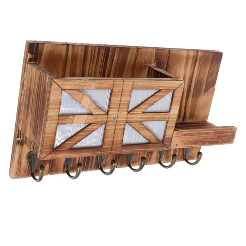 CLISPEED Rustikaler Wand Schlüsselhalter Holz mit Schwebendem Regal und Haken Dekorativer Wand Organizer für Post und Schlüssel Platzsparend Einfache Montage Natürliche Holzoptik für Flur CLISPEED Rustikaler Wand Schlüsselhalter Holz mit Schwebendem Regal und Haken Dekorativer Wand Organizer für Post und Schlüssel Platzsparend Einfache Montage Natürliche Holzoptik für Flur von CLISPEED
