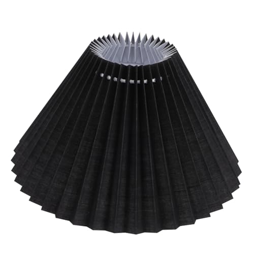 CLISPEED Schwarzer Stoff Lampenschirm für Tischlampe Dekorativer Kleiner Lampenschirm mit Faltenoptik Staubschutz Eleganter Look für Schlafzimmer und Wohnzimmer von CLISPEED