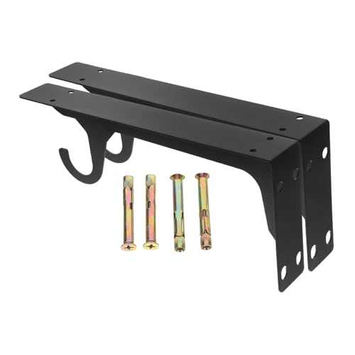 CLISPEED Schwerlast Dreieck Wandregalhalter mit Haken Wandregalträger Stabhalter für Kleiderschrank Garderobe und Küchenregal Schwarz von CLISPEED