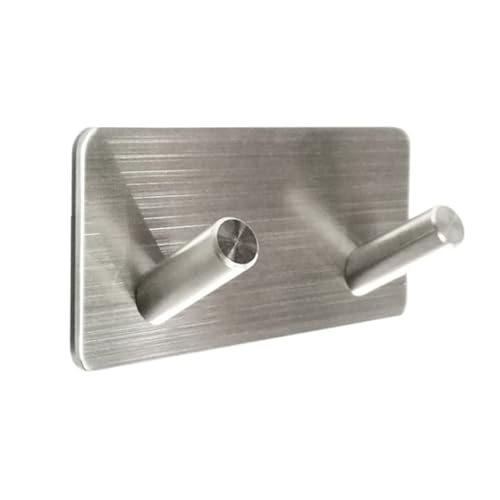 CLISPEED Selbstklebende Edelstahl Wandhaken Doppelhaken Stark Haftend Kratzfest für Küche Bad Dusche Robe Mantel Handtuch Garderobe Metall Ohne Bohren von CLISPEED