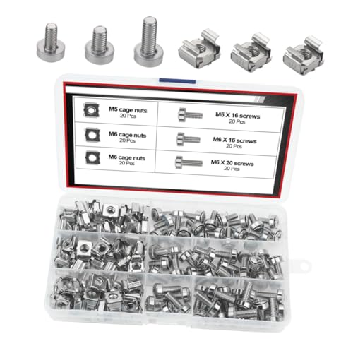 CLISPEED Server Rack Cage Nuts und Schrauben Inklusive Rostfreie Maschinenschrauben mit Muttern für Server Netzwerkschränke Langebig und Einsetzbar CLISPEED Server Rack Cage Nuts und Schrauben Inklusive Rostfreie Maschinenschrauben mit Muttern für Server Netzwerkschränke Langebig und Einsetzbar von CLISPEED