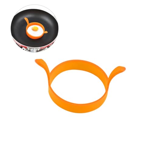 CLISPEED Silikon Eierring mit Doppelgriffen Antihaftbeschichtet Hitzebeständig Küchenhelfer für Spiegeleier und Kleine Pfannkuchen Bpa Frei Einfache Langlebiges Kochmould in Orange von CLISPEED