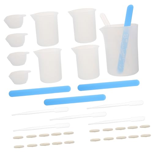 CLISPEED Silikon Messbecher Set für Epoxidharz DIY Mischbecher Set mit Rührstäbchen Handgefertigte Sichere Silikonform für Harz Seife Wachs Basteln Leicht und Tragbar Geeignet für Anfänger von CLISPEED