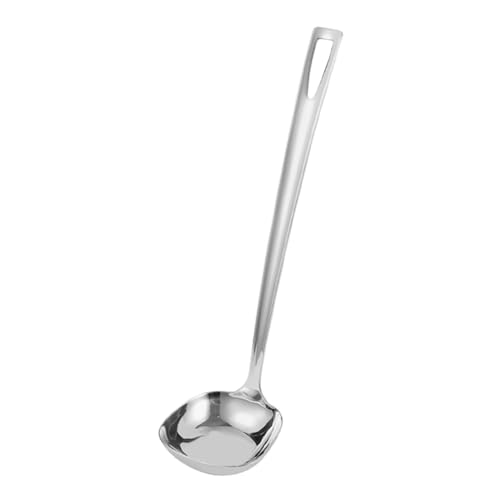 CLISPEED Suppenkelle mit Integriertem Sieb Ergonomischer Rutschfester Griff Langlebig Korrosionsbeständig Küchenlöffel zum Servieren und Filtern von Suppe Soßen Salatdressings von CLISPEED