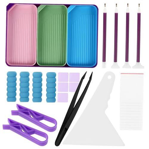 CLISPEED Teiliges Diamond Art Zubehör mit Kunststoff Sortier Tabletts Trichter und Dotting Holder Robustes Malwerkzeug für Diamant Malerei für Präzises Organisieren und Basteln von CLISPEED