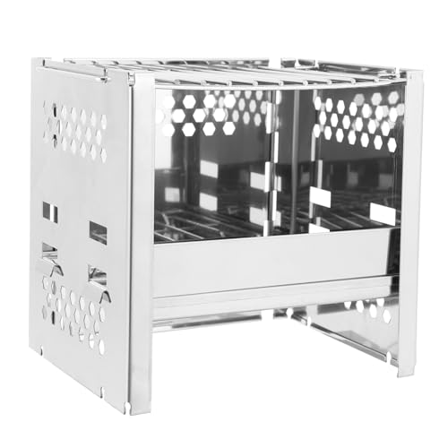 CLISPEED Tragbarer Faltbarer Edelstahl Grill für Outdoor Camping Picknick Hitzebeständig Rostfrei Leicht Handlicher Vielseitiger Barbecue Grill für Unterwegs und Garten von CLISPEED