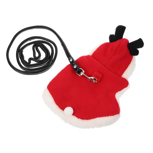 CLISPEED Verstellbares Kaninchen Geschirr mit Langlebiger Flexibler Leine Atmungsaktiv und Bequem Warmes Haustiergeschirr für Kleine Tiere für Drinnen und Draußen S Weihnachtsdesign von CLISPEED
