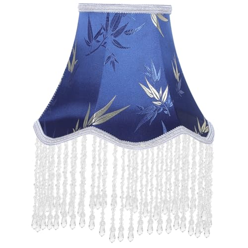CLISPEED Victorian Lampenschirm mit Fransen Handgefertigter Lampenschirm für Tischlampe Europäischer Stil Eleganter Blauton mit Bambusblatt Muster CLISPEED Victorian Lampenschirm mit Fransen Handgefertigter Lampenschirm für Tischlampe Europäischer Stil Eleganter Blauton mit Bambusblatt Muster von CLISPEED