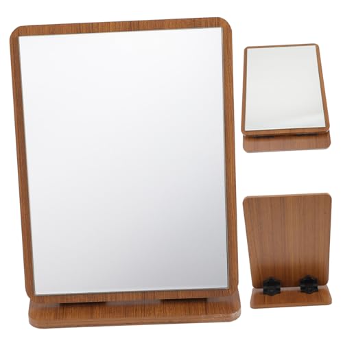 CLISPEED Vintage Holz Makeup Spiegel Verstellbar Tischspiegel für Damen Mädchen Eleganter Kosmetikspiegel mit Klarem Bild und Vielseitiger Anwendung für Schminken Hautpflege Styling von CLISPEED