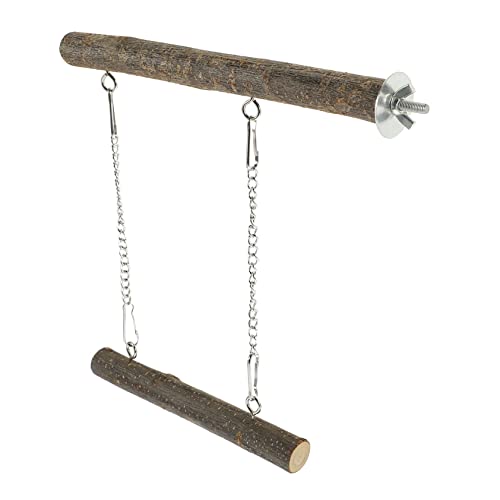 CLISPEED Vogelspielzeug Holz Schaukel Vogelkäfig Perch für Wellensittich Papagei Training Natürliche Holzqualität Einfach Aufzuhängen Fördert Bewegung und Koordination Langlebig und Sicher von CLISPEED