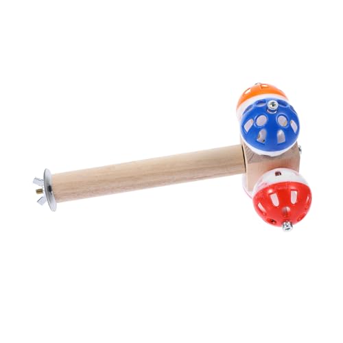 CLISPEED Vogelspielzeug mit Drehbarem Ball Papageien Kauspielzeug Holz Sitzstange Parrot Perch Stand für Wellensittiche Sittiche Nymphensittiche Käfigzubehör Spielspaß und Training von CLISPEED