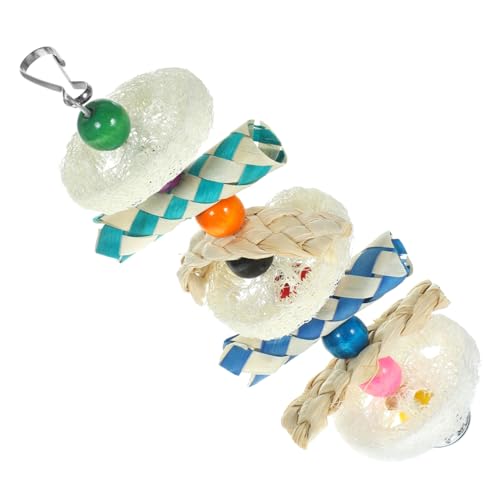 CLISPEED Vogelspielzeug zum Aufhängen Robustes Kauspielzeug aus Holz und Naturmaterialien Buntes Papageien Beißspielzeug für Wellensittiche und Andere Vögel Langlebig und Zufällige Farbe von CLISPEED