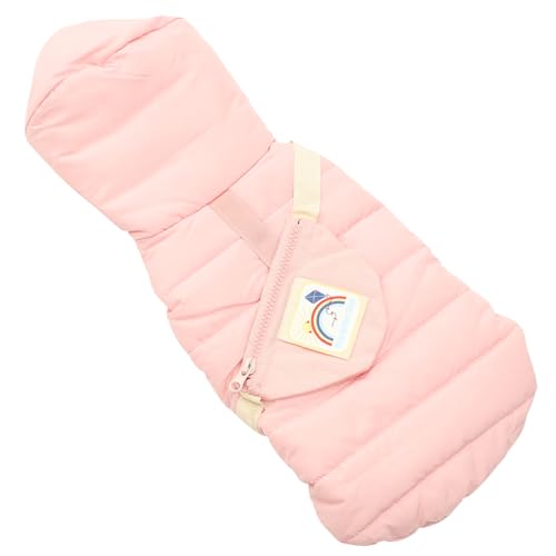 CLISPEED Warmer Dicker Haustier Wintermantel mit Integriertem Geschirr Bequemes Hundekostüm für Kleine Hunde Geeignet für Alltag Party und Festtage Einfach Anzuziehen Rosa mit Kapuze von CLISPEED
