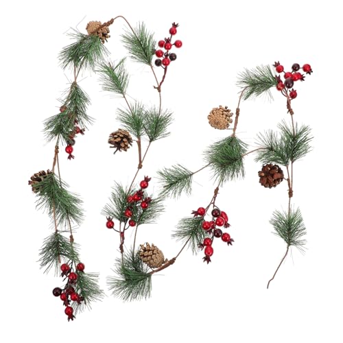 CLISPEED Weihnachtliche Rattan Girlande Langlebig PVC mit Beeren Künstliche Tannennadeln Dekoratives Weihnachtsaccessoire für Wand und Kamin Dekoration Festliche Fensterdeko CLISPEED Weihnachtliche Rattan Girlande Langlebig PVC mit Beeren Künstliche Tannennadeln Dekoratives Weihnachtsaccessoire für Wand und Kamin Dekoration Festliche Fensterdeko von CLISPEED