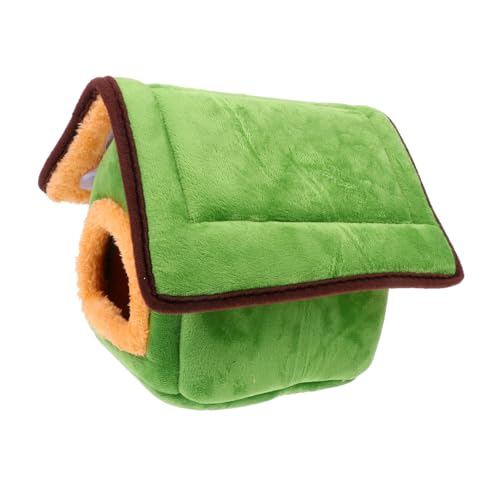 CLISPEED Weihnachtliches Hausförmiges Kleintiernest Grün Warmes Waschbares Hamster Versteck für Igel Maus Eichhörnchen und Frettchen Winddichtes Haustiernest für Winter und Käfig von CLISPEED