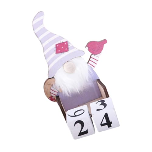 CLISPEED Weihnachtskalender Holz Tischkalender Faceless Doll Design Weiß Desktop Dekoration Countdown Festliche Weihnachtsdeko Geschenkidee von CLISPEED