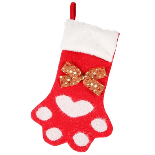 CLISPEED Weihnachtsstrumpf Deko Hängend Rote Hundepfote Stricksocke Weihnachtsdeko Geschenkbeutel Für Kamin Baum Fenster Weihnachten Party CLISPEED Weihnachtsstrumpf Deko Hängend Rote Hundepfote Stricksocke Weihnachtsdeko Geschenkbeutel Für Kamin Baum Fenster Weihnachten Party von CLISPEED