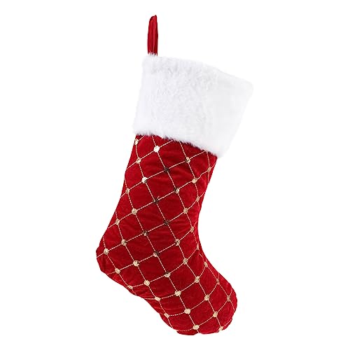 CLISPEED Weihnachtsstrumpf aus Karomuster mit Pailletten Vielseitige Weihnachtsdeko und Geschenkbeutel Geeignet zum Befüllen und Aufhängen an Baum Kamin oder Wand für Festliche Atmosphäre von CLISPEED