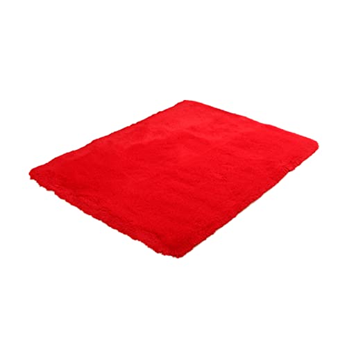 CLISPEED Wohnzimmerteppich Hochflor Teppich für Schlafzimmer Kinderzimmer Rot Wohnraumdekoration Spielmatte für Pflegeleicht und Vielseitig Einsetzbar von CLISPEED