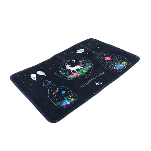 CLISPEED rutschfeste Einhorn Fußmatte aus Polyester Weiche Anti rutsch Matte für Eingangsbereich Badezimmer Schlafzimmer Strapazierfähige Bodenmatte mit Buntem Cartoon Motiv von CLISPEED