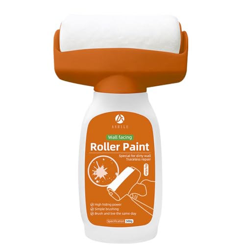 CLIUNT Wandfarbe Ausbessern Weiß, 500g Ausbesserungsfarbe Weiss Roller, Wand Reparatur Rollbürste, Wandreparatur Rollenfarbe, für Graffiti Kratzer Flecken Risse Und Beschädigte Wände von CLIUNT