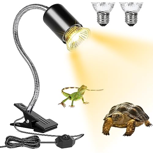 CLIUNT Schildkröte Wärmelampe, Reptilien Wärmelampe, mit 2 UVA UVB-Glühbirnen (50 W), für Reptilien/Eidechsen/schildkröten, für Wärmelampe, UV Lampe, Pflanzenlampe(EU 220V) von CLIUNT