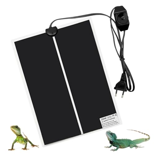 CLIUNT Terrarium Heizmatte, 20W Reptil Heizmatten, Einstellbar Wärmematte Terrarium, Reptile Wärmekissen mit Temperaturregelung für Reptilien Schildkröte, Schlangen, Eidechse, Gecko, Spinne, Raupe von CLIUNT
