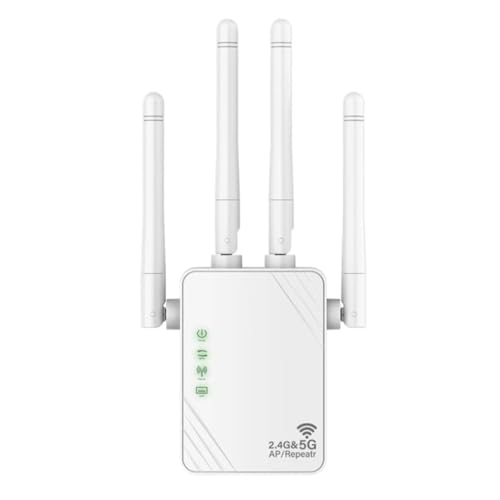 CLIUNT WLAN Repeater, WLAN Verstärker 1200Mbit/s, WiFi-Extender-Signalverstärker, Dual-Band WiFi Booster mit Repeater/Router/Access Point Modus,4 Antennen,Einfache Einrichtung von CLIUNT