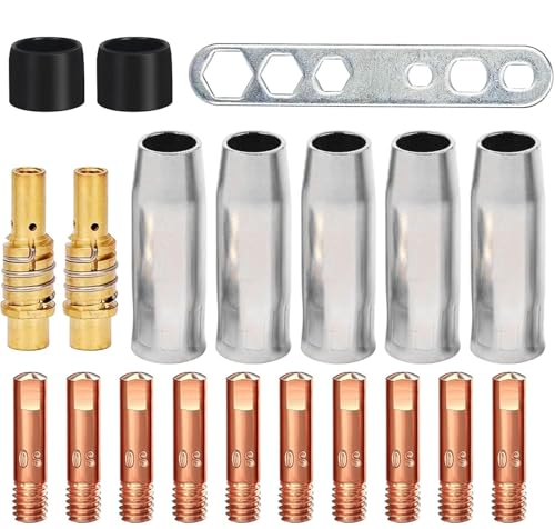 CLKE 20 Teile MIG MAG Schweißbrenner Verschleißteile für 15AK MB15, 4x Gasdüse, 2x Düsenstock, 10x Stromdüse M6 0,8 mm, 2x Isolator, 1x Werkzeug CLKE 20 Teile MIG MAG Schweißbrenner Verschleißteile für 15AK MB15, 4x Gasdüse, 2x Düsenstock, 10x Stromdüse M6 0,8 mm, 2x Isolator, 1x Werkzeug von CLKE