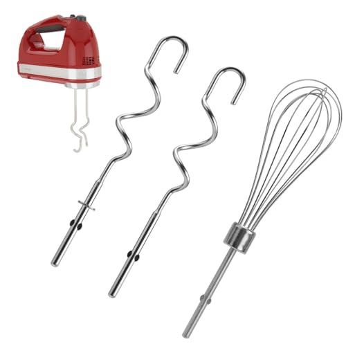 CLKE 3-Teiliges Set Knethaken Handmixer für KHMPW | KitchenAid Kitchenaid Schneebesen Edelstahl für KitchenAid Handrührgerät Ersatz-Ei-Schläger Küchenzubehör von CLKE