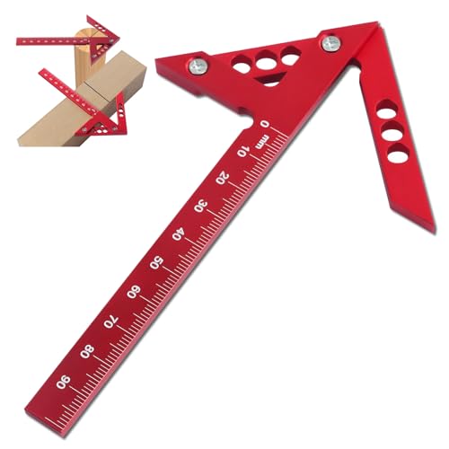CLKE Mittenfinder Mittenlehre Linienlehre 100 Mm 45° 90° Zentrumsfinder Zimmermannslineal Linienlineal aus Aluminiumlegierung Mess und Anreißwerkzeug für die Holzbearbeitung von CLKE