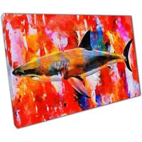 Bunter Abstrakter Hai Leinwand-Kunst-Druck Für Haus Büro Dekor von CLKPrintArt