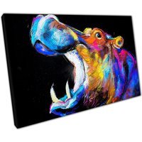 Lebendige, Pastellfarbene Nilpferd Leinwand Kunst Für Baby, Kinderzimmer, Haus & Büro Lebendige, Pastellfarbene Nilpferd Leinwand Kunst Für Baby, Kinderzimmer, Haus & Büro von CLKPrintArt