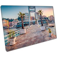 Durres Frühling Sonnenaufgang Leinwand Adria Hafen Stadtbild Wandkunst Für Zuhause & Im Büro Dekor von CLKPrintArt