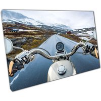 Immersive Norwegen Motorrad Reise Leinwanddruck First-Person Abenteuer Fotografie Für Das Wohndekor von CLKPrintArt