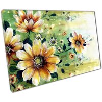 Kräftiges Blumenbild Auf Leinwand Orange Gelbe Blüte Frühling Sommer Wandkunst Für Zuhause & Im Büro von CLKPrintArt