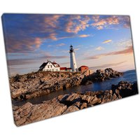 Portland Head Leuchtturm Leinwand Maine Küstenlandschaft Sonnenaufgang Wandkunst Für Zuhause & Büro Dekor Portland Head Leuchtturm Leinwand Maine Küstenlandschaft Sonnenaufgang Wandkunst Für Zuhause & Büro Dekor von CLKPrintArt