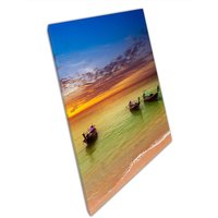 Serene Ocean Sunset Canvas Küstenlandschaft Mit Booten - Horizon Wandkunst Für Heim & Büro Dekor von CLKPrintArt