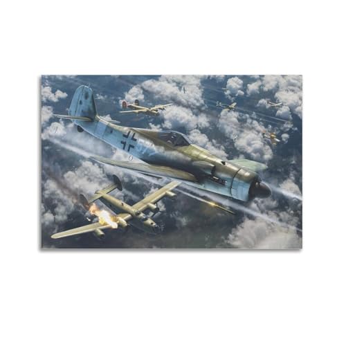 Militärisches Kampfflugzeug-Poster, Fw 190, Kampfflugzeug, dekoratives Gemälde, Leinwand-Kunstbild, 60 x 90 cm Militärisches Kampfflugzeug-Poster, Fw 190, Kampfflugzeug, dekoratives Gemälde, Leinwand-Kunstbild, 60 x 90 cm von CLLHOK