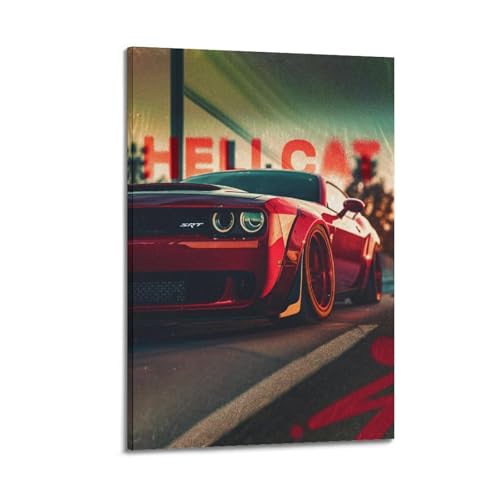 Rennwagen-Poster SRT Hellcat American Muscle Car, dekoratives Gemälde, Leinwand-Kunstbild, 30 x 45 cm Rennwagen-Poster SRT Hellcat American Muscle Car, dekoratives Gemälde, Leinwand-Kunstbild, 30 x 45 cm von CLLHOK