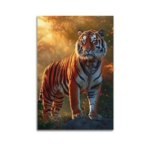Tierposter Tiger auf dem Berg, dekoratives Gemälde, Leinwand-Kunstbild, 30 x 45 cm Tierposter Tiger auf dem Berg, dekoratives Gemälde, Leinwand-Kunstbild, 30 x 45 cm von CLLHOK