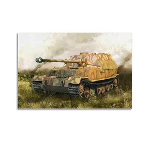 Weltkrieg Vintage-Panzer-Poster, deutscher Elefant, schwerer Panzerzerstörer, dekoratives Gemälde, Leinwand-Kunstbild, 30 x 45 cm Weltkrieg Vintage-Panzer-Poster, deutscher Elefant, schwerer Panzerzerstörer, dekoratives Gemälde, Leinwand-Kunstbild, 30 x 45 cm von CLLHOK