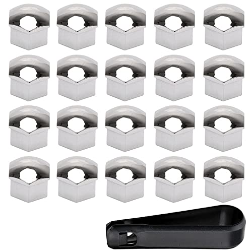 für Ben-z A200 A180 B180 B200 CLA GLA Radschrauben Abdeckung, Sechskant Reifen Mutter Abdeckungen, Anti Diebstahl Reifenmutter Abdeckkappen mit Entfernung Werkzeug,21mm-Silver von CLLOOM