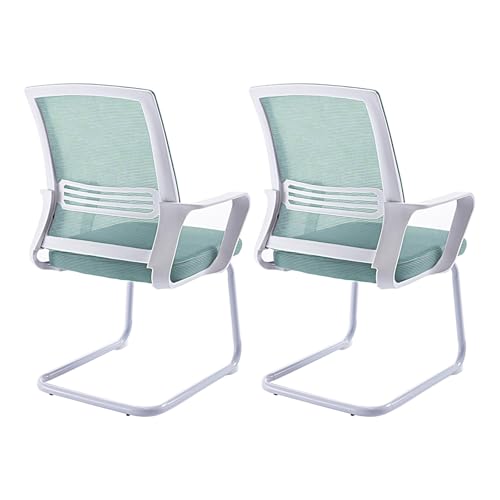 CLLXDZ 2 PCS Freischwinger Stühle, Besucherstuhl mit Kufengestell und Armlehne aus Netzrückenlehne, Bürostuhl für den Empfangs und Warteraum zu Hause(Green) von CLLXDZ