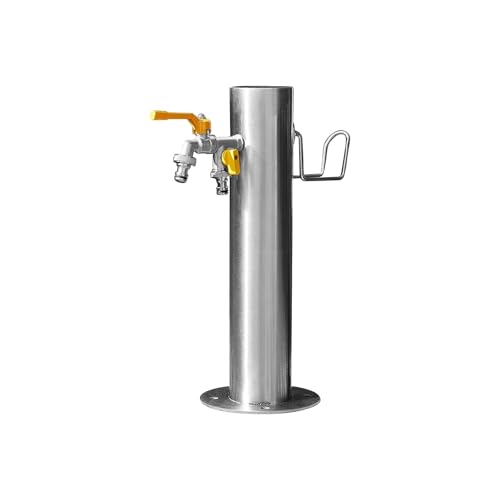 Wassersäule Garten, Wasserzapfsäule Edelstahl, Gartenbrunnen for außen, mit Frostschutz-Isolierrohr und 7,5 m Spritzpistolenschlauch(50cm/20in) von CLLXDZ