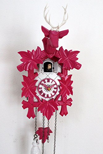 CLOCKVILLA HETTICH UHREN Design Kuckucksuhr Moderne Quarz Uhr Hirschkopf weiß pink Quarzuhr neu von CLOCKVILLA HETTICH-UHREN